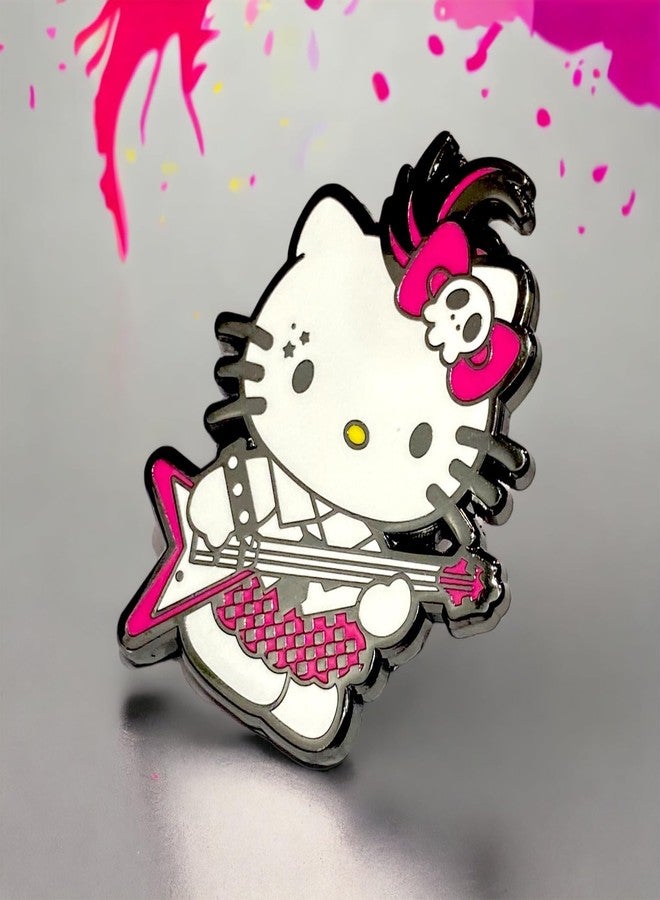 KOZUKI Rock & RolL PIN Guitar Pin Rock n Roll Pin Music Pin Kitty Pin Enamel Pin for Music Lover Rock Band Pin Guitar Brooch (Purple) - Image 5
